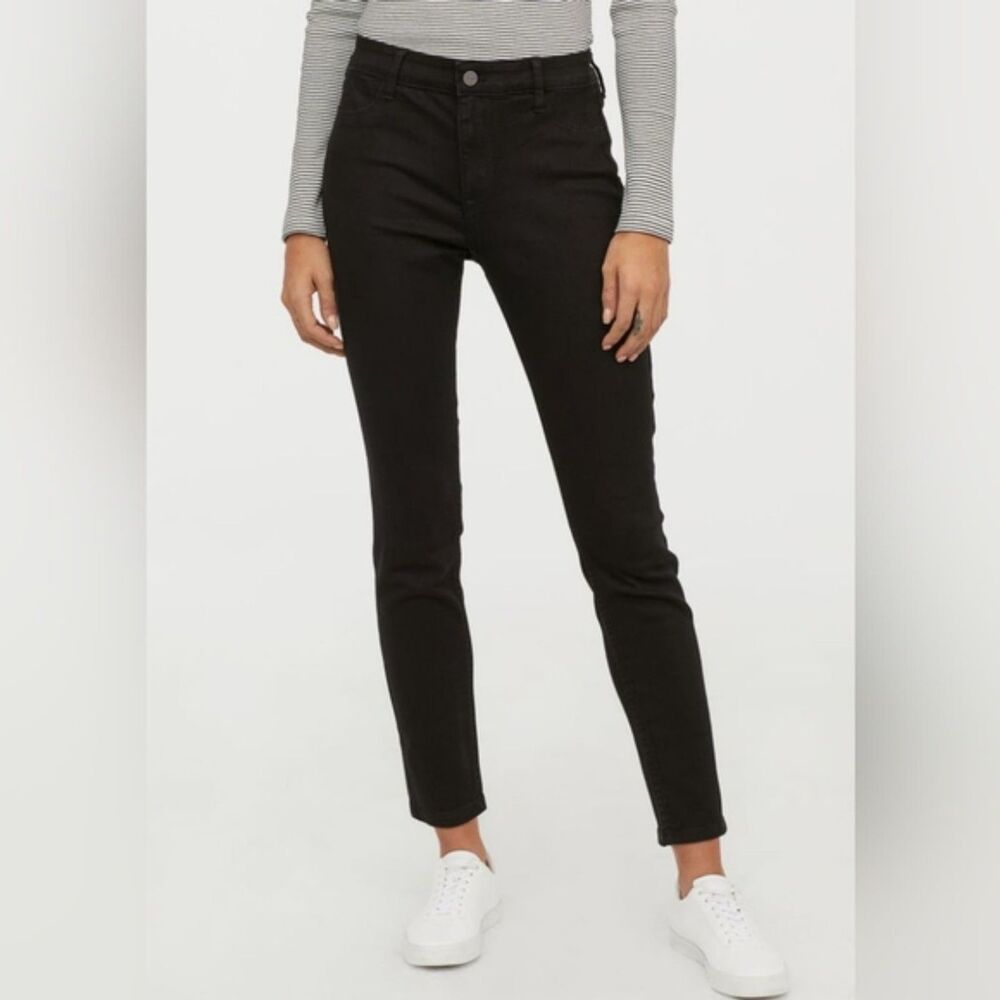 H&M Stretch Skinny Ankle Regular Waist Straight leg Black Jeans Sz 36 NWT